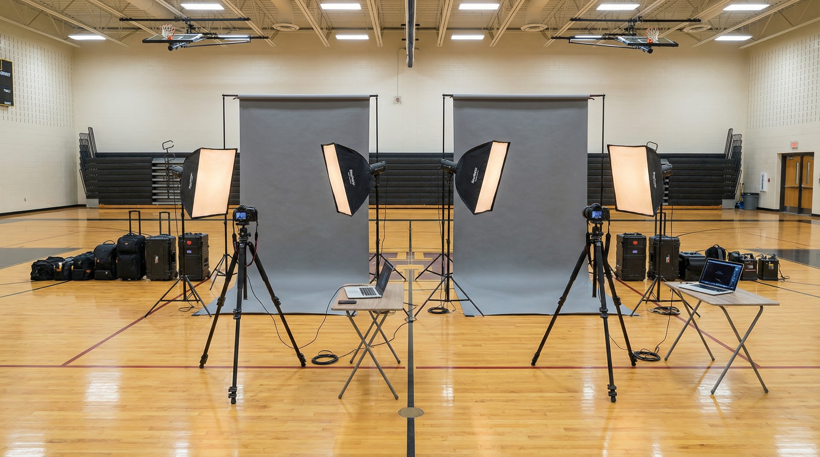 Sports media day setup